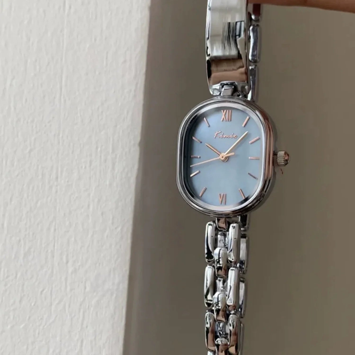 Caylin Crystal Quartz Watch - Oval Mother-of-Pearl Blue