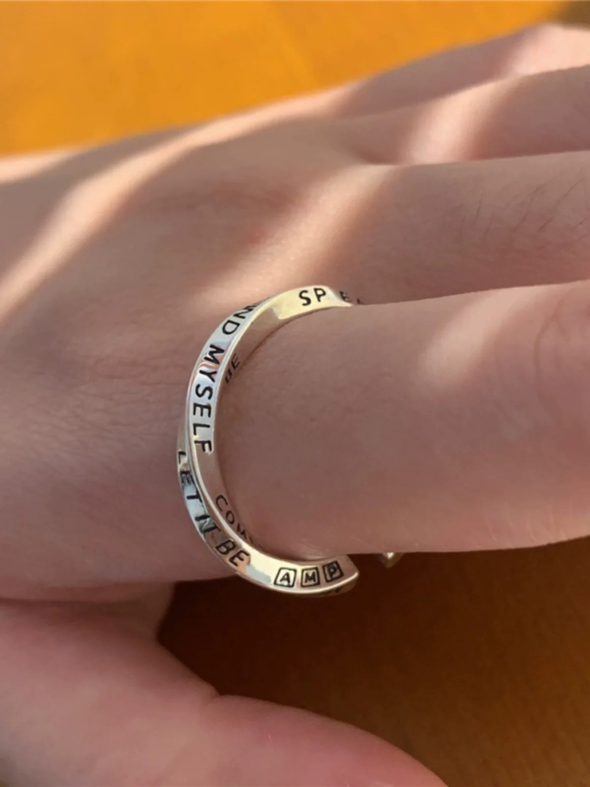 Carlynn Mobius Engraved Ring - English Letter Ring
