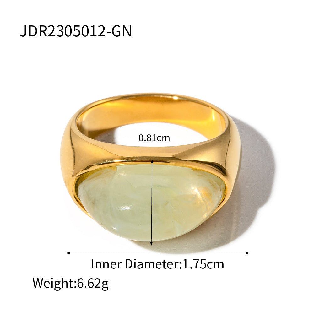 Abree Geometric Agate Ring Set - Style JDR2305012 Green (Size 8) [DRI5Z604]