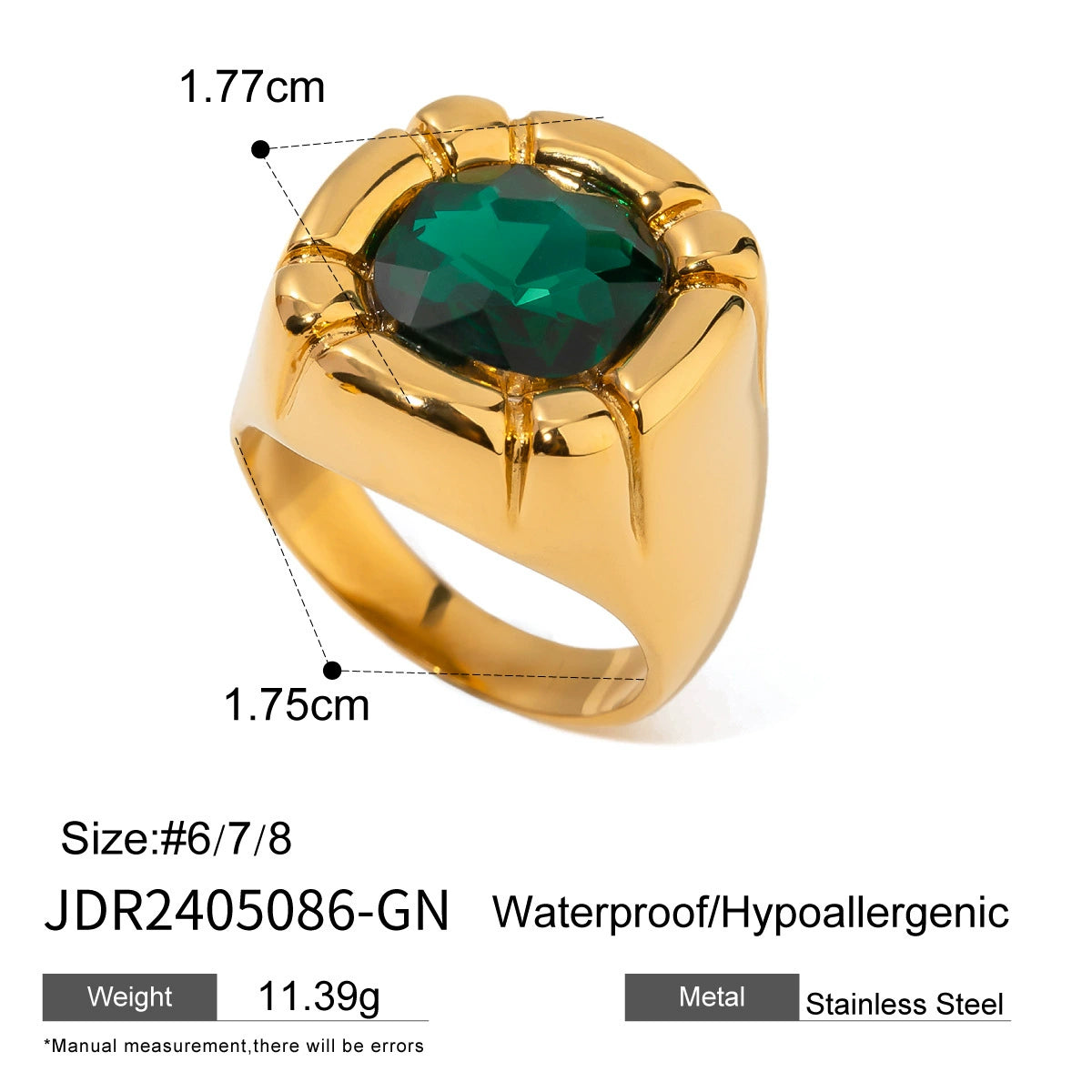 Katalaya Delicate Zircon Ring - Green - Size 8 [SLF7BXE7]