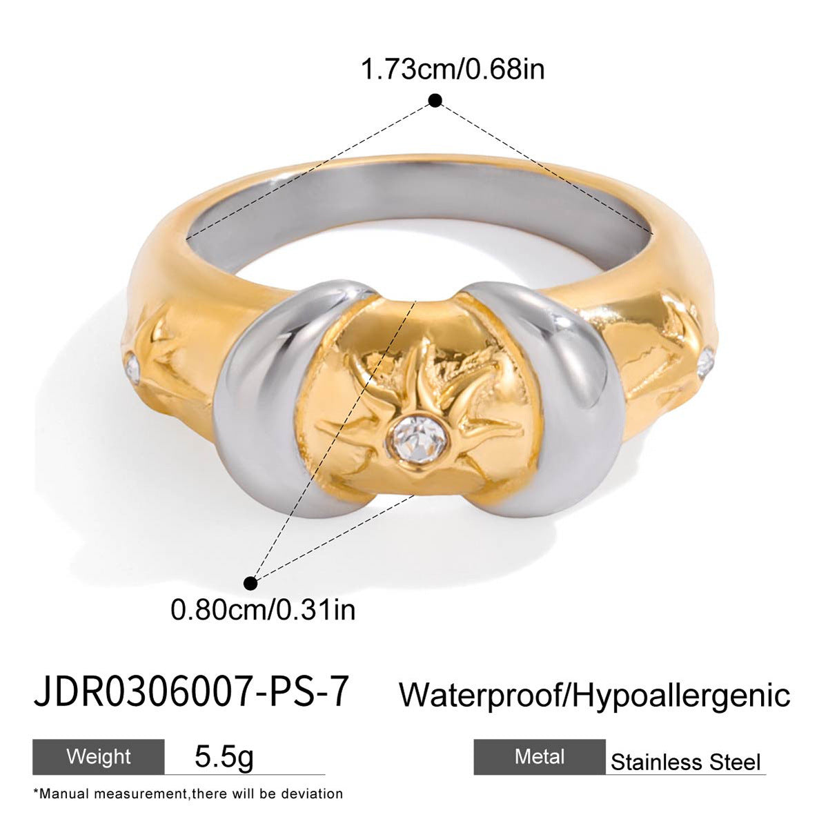 Lareen Sunburst Zircon Ring - Silver Tone [QJJJY6UM]