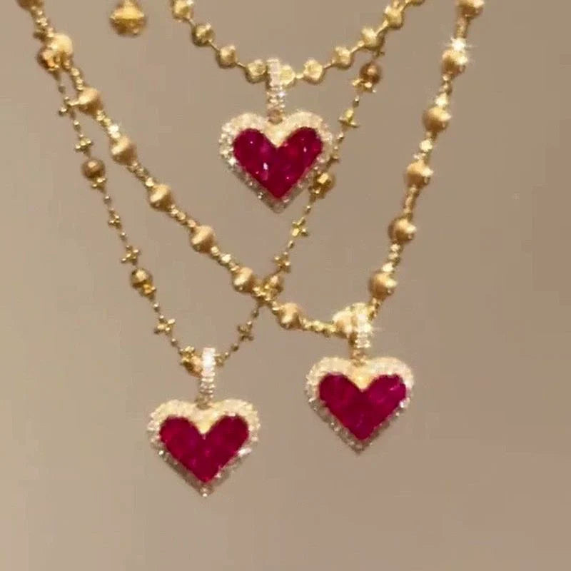 Ellasyn Red Heart Pendant Necklace - Red Heart Necklace