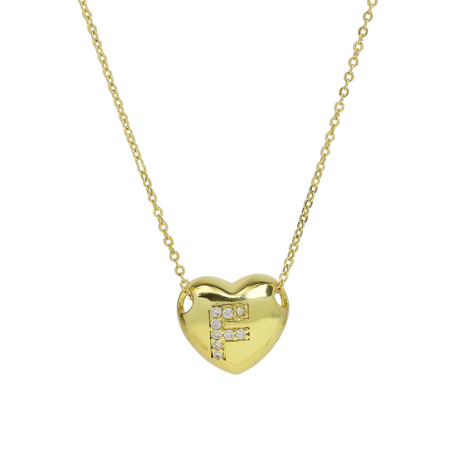 Una Heart Initial Necklace - Letter F [2ZL0THPW]