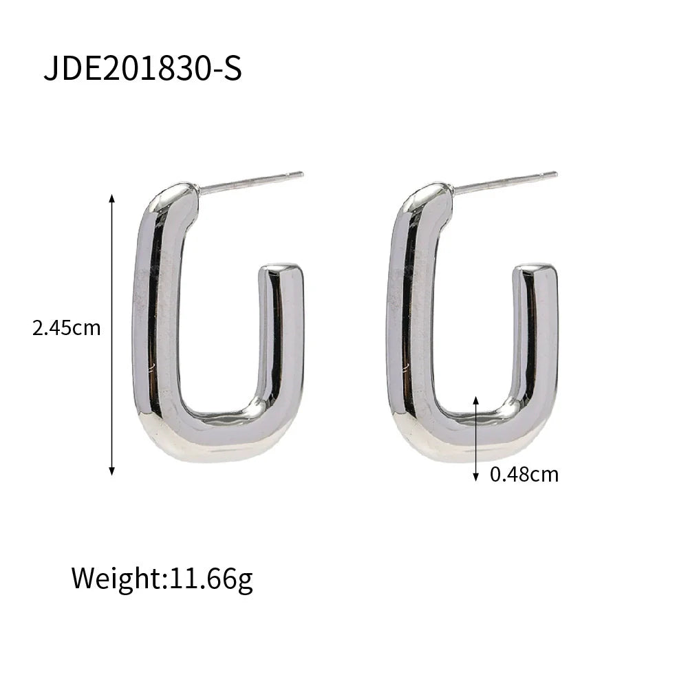 Kooper Polished Steel Hoop Earrings - JDE201830-S
