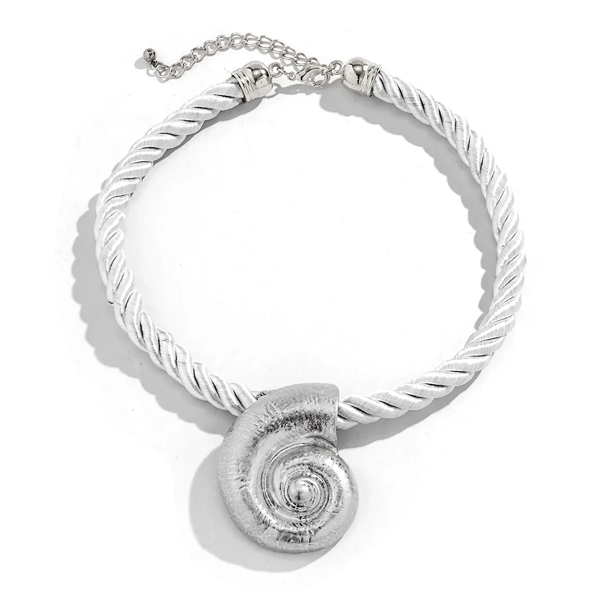 Rayla Seashell Rope Necklace - Antique Silver