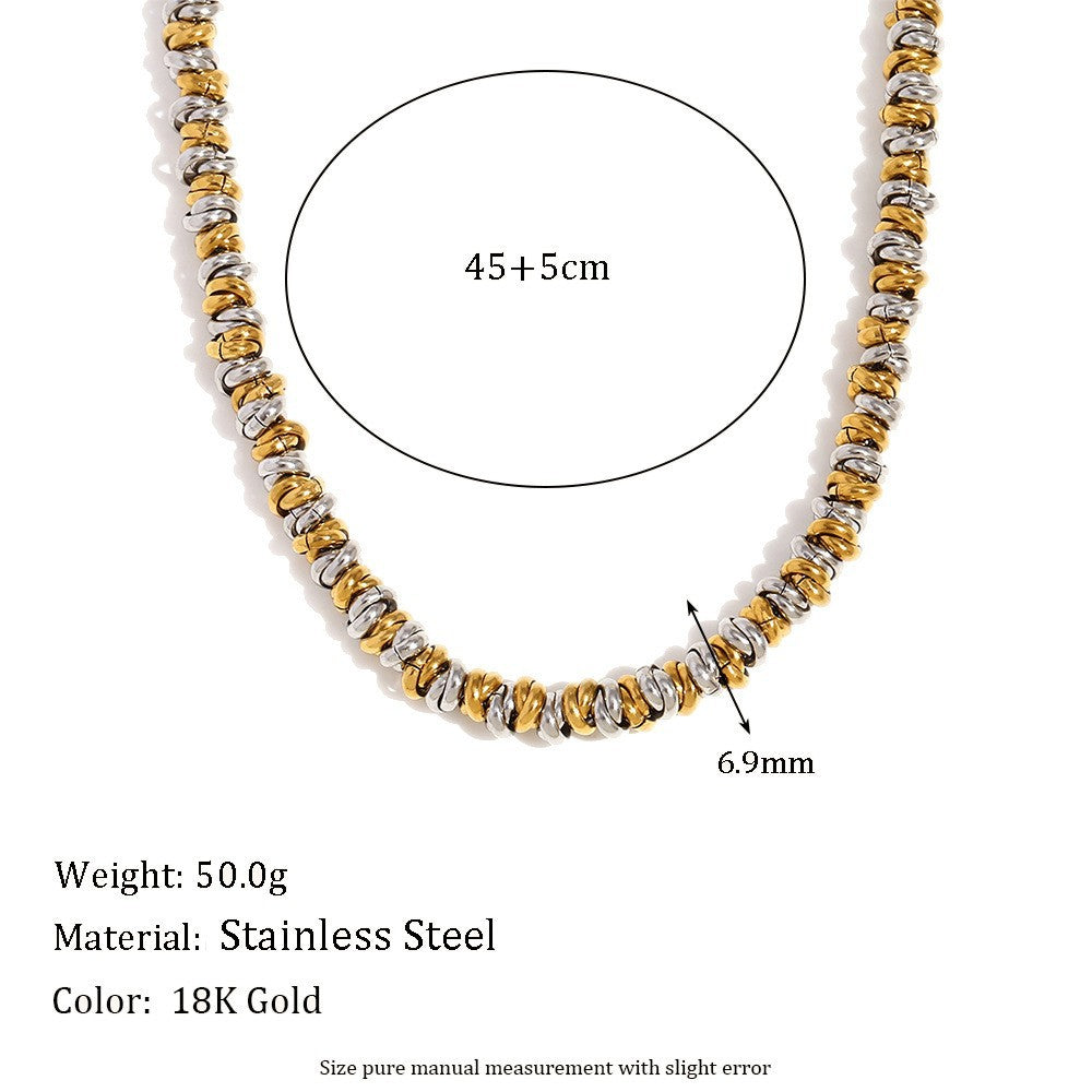 Aja Two-Tone Jewelry Collection - Hand-Assembled Circle Necklace [FU1O535U]
