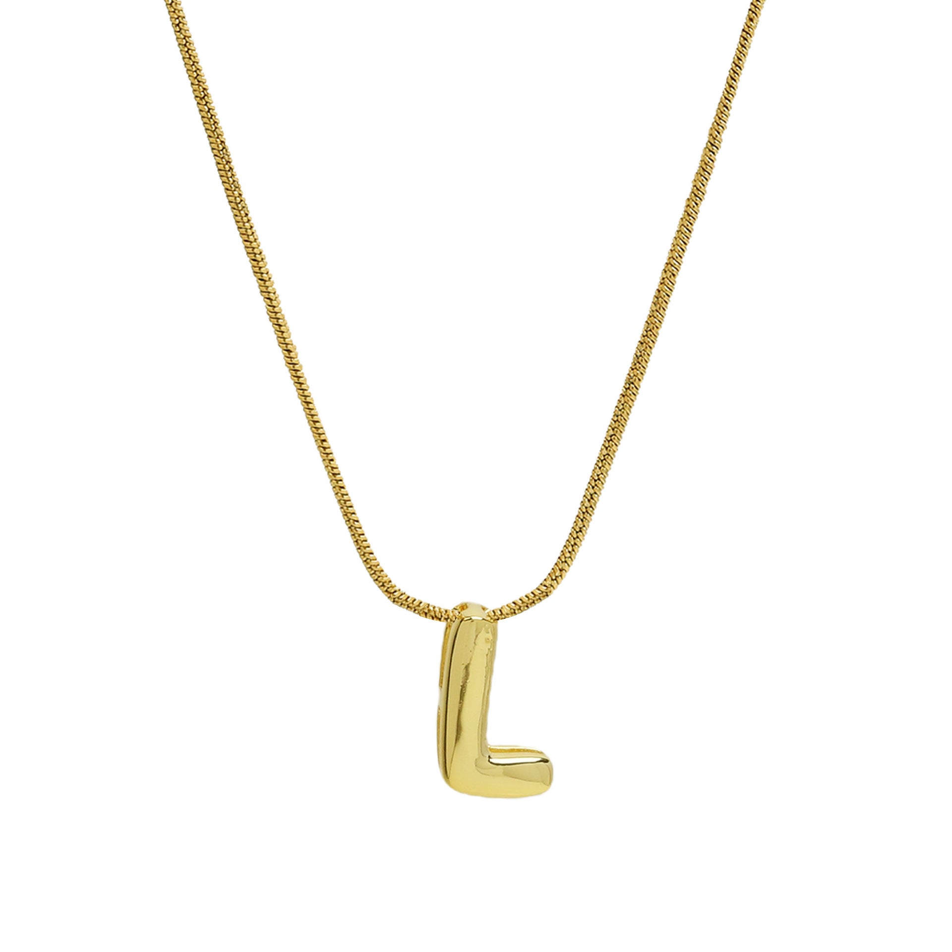 Hallie Initial Snake Chain Necklace - L Letter Necklace [6ZR61AAX]