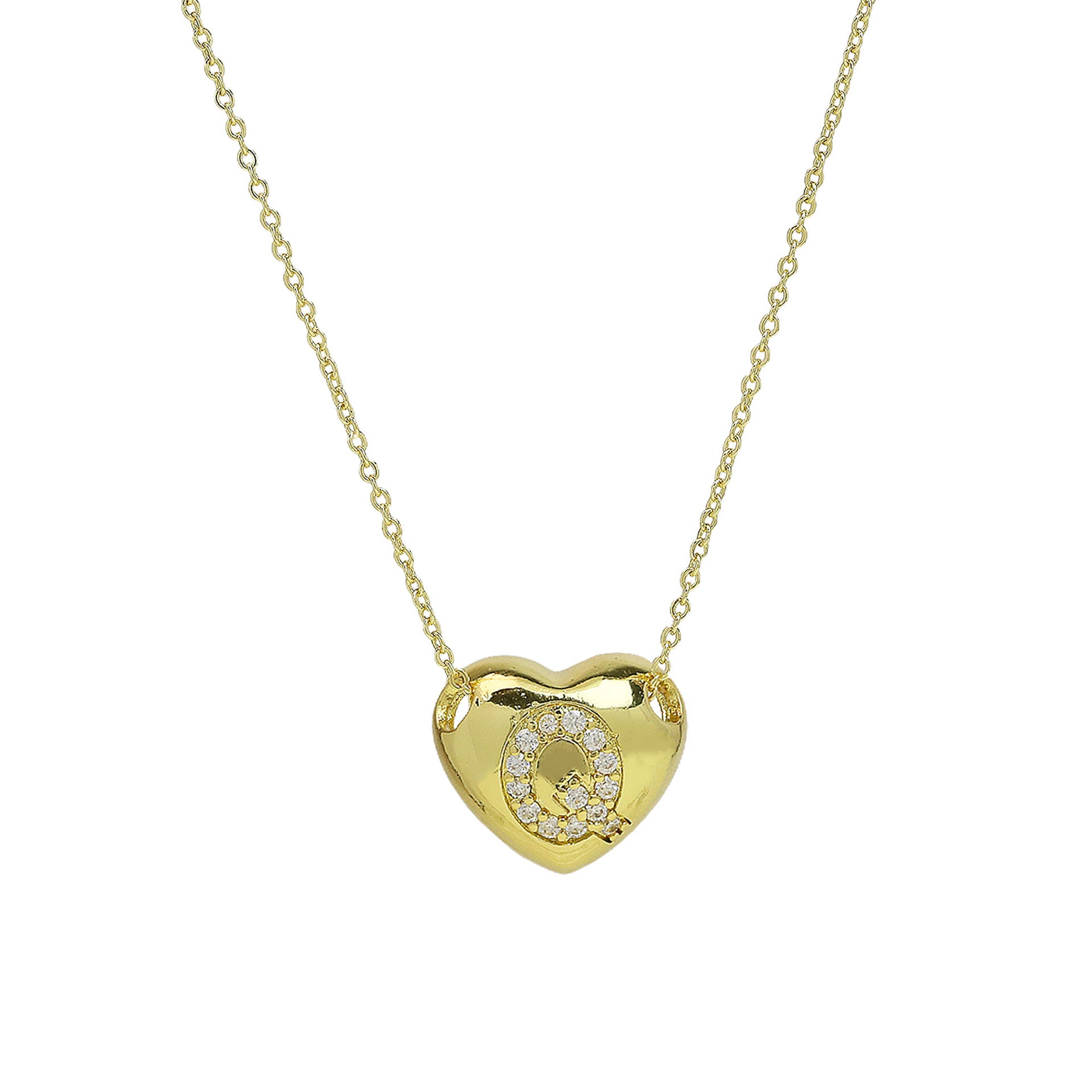 Una Heart Initial Necklace - Letter Q [OGRQIVZ8]