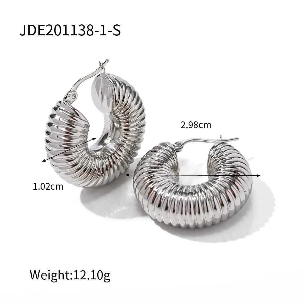 Kooper Polished Steel Hoop Earrings - JDE201138-1-S