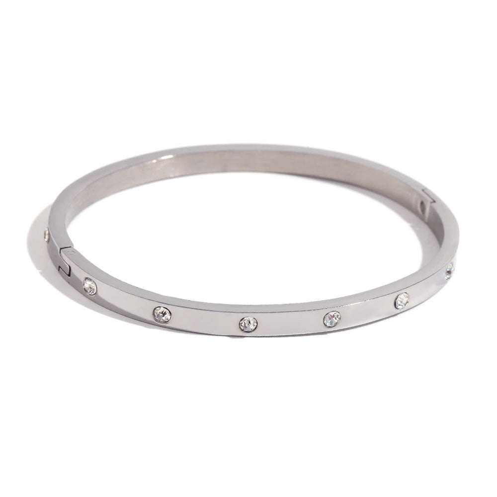 Lanna Dainty Zircon Bracelet - Dot Zircon Buckle Bracelet - Steel [NRP0CQ8U]