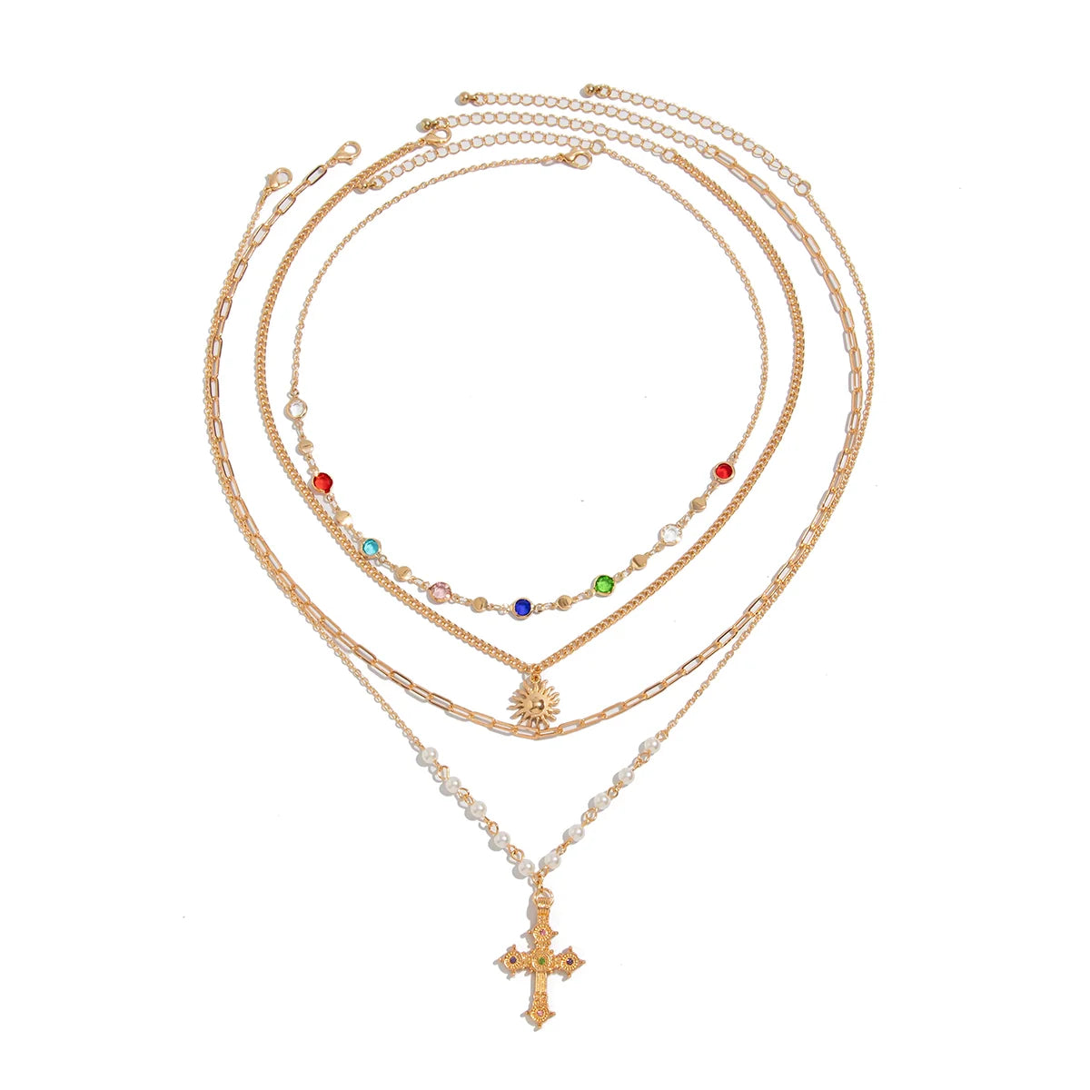 Breckyn Layered Cross Necklace Set - Gold
