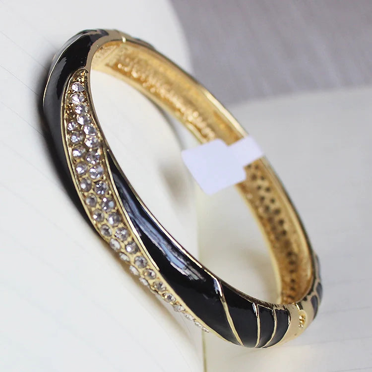 Kalina Enamel Cuff Bracelet - Black