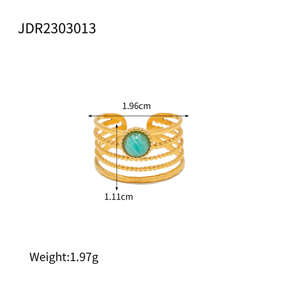 Sienna Malachite Gold Plated Ring - JDR2303013