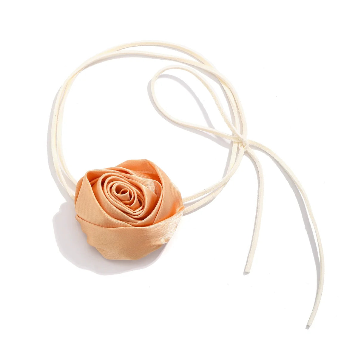 Courtney Velvet Rose Tie Necklace - Pink