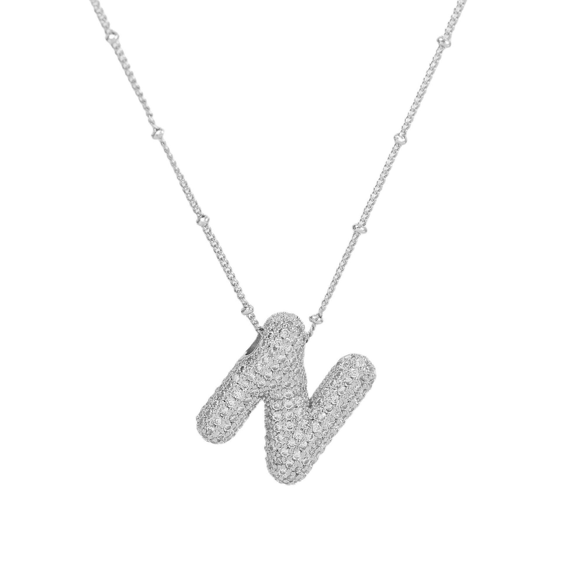 Fynlee Bubble Initial Necklace - Silver N [UTDPMSCQ]