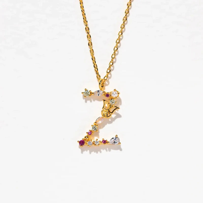 Joelle Golden Butterfly Initial Necklace - Z Initial