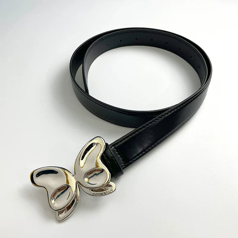 Julianny Distressed Moon Belt - Black Smooth Butterfly Belt