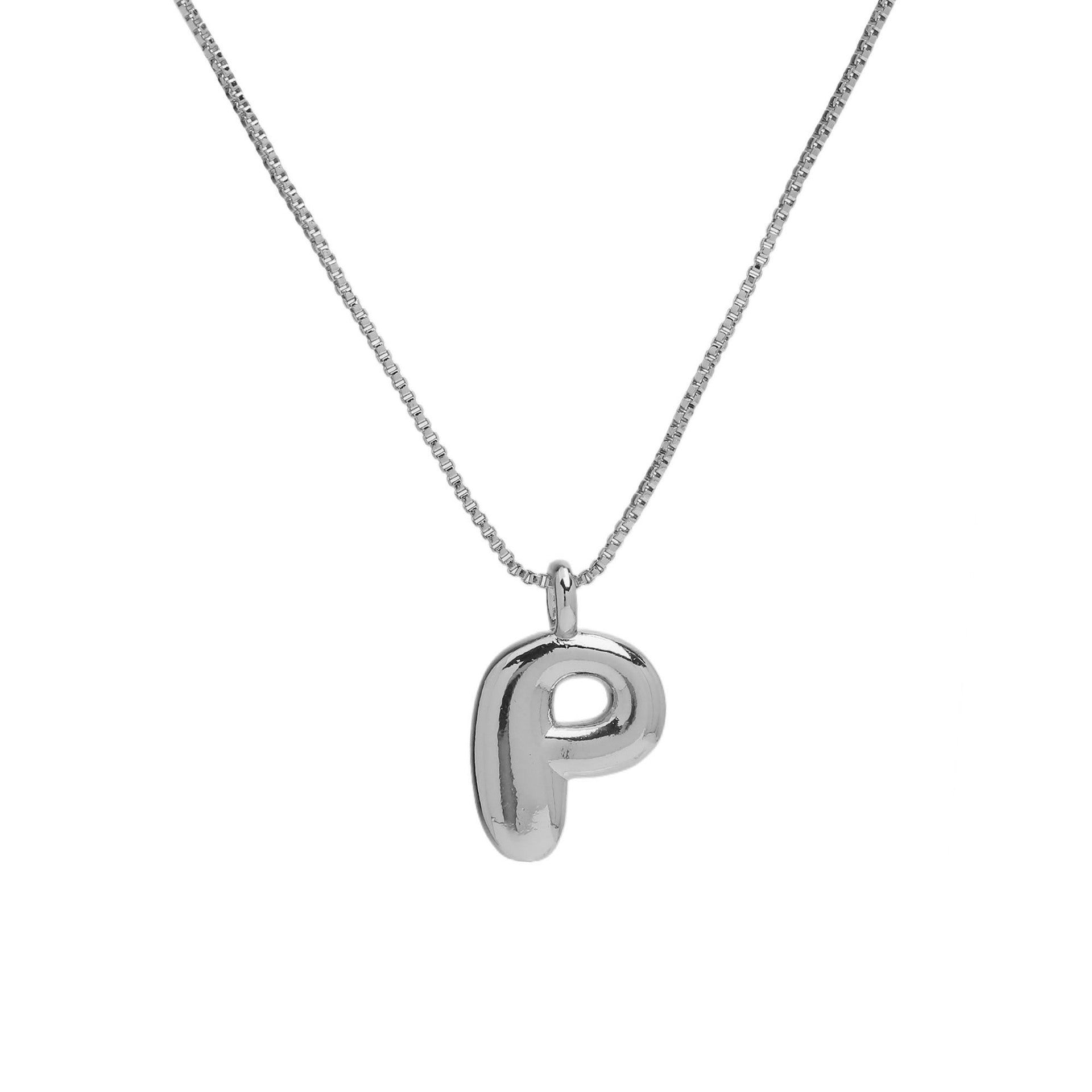 Jesenia Bubble Initial Necklace - Letter P [B9CLCST3]
