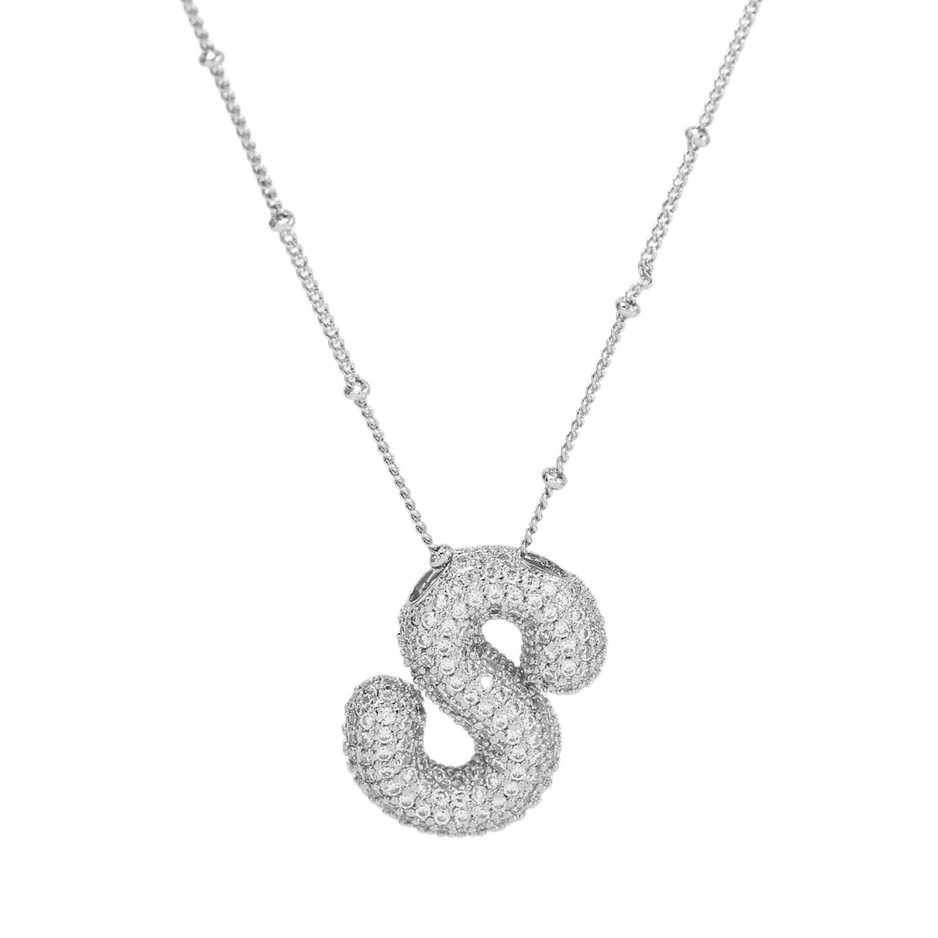 Fynlee Bubble Initial Necklace - Silver S [VJOJA4CV]
