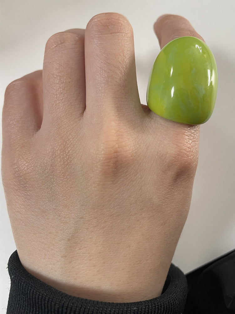 Liba Chunky Swirl Ring - Long Oval Blue Yellow Mix Ring [BVA4R2HA]