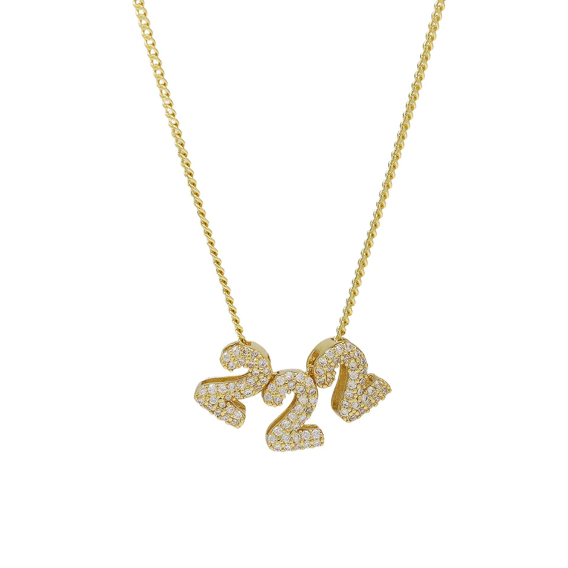 Christie Angel Number Pendant Necklace - 222 Gold [4QODEHAR]