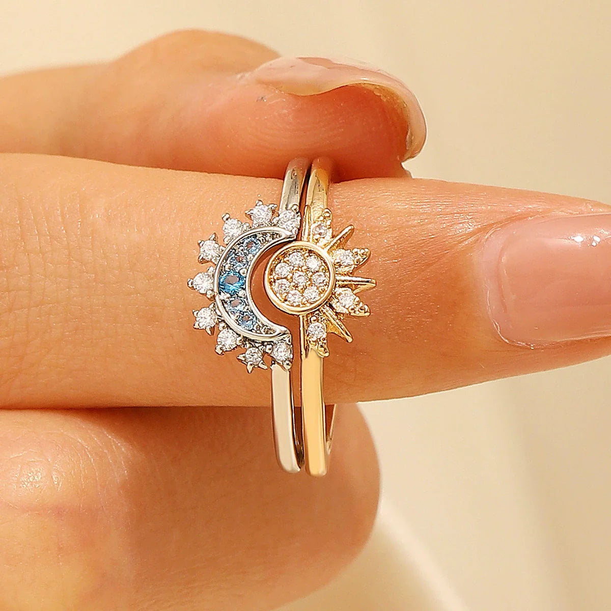 Lesly Celestial Charm Jewelry - White K / KC Ring Pair
