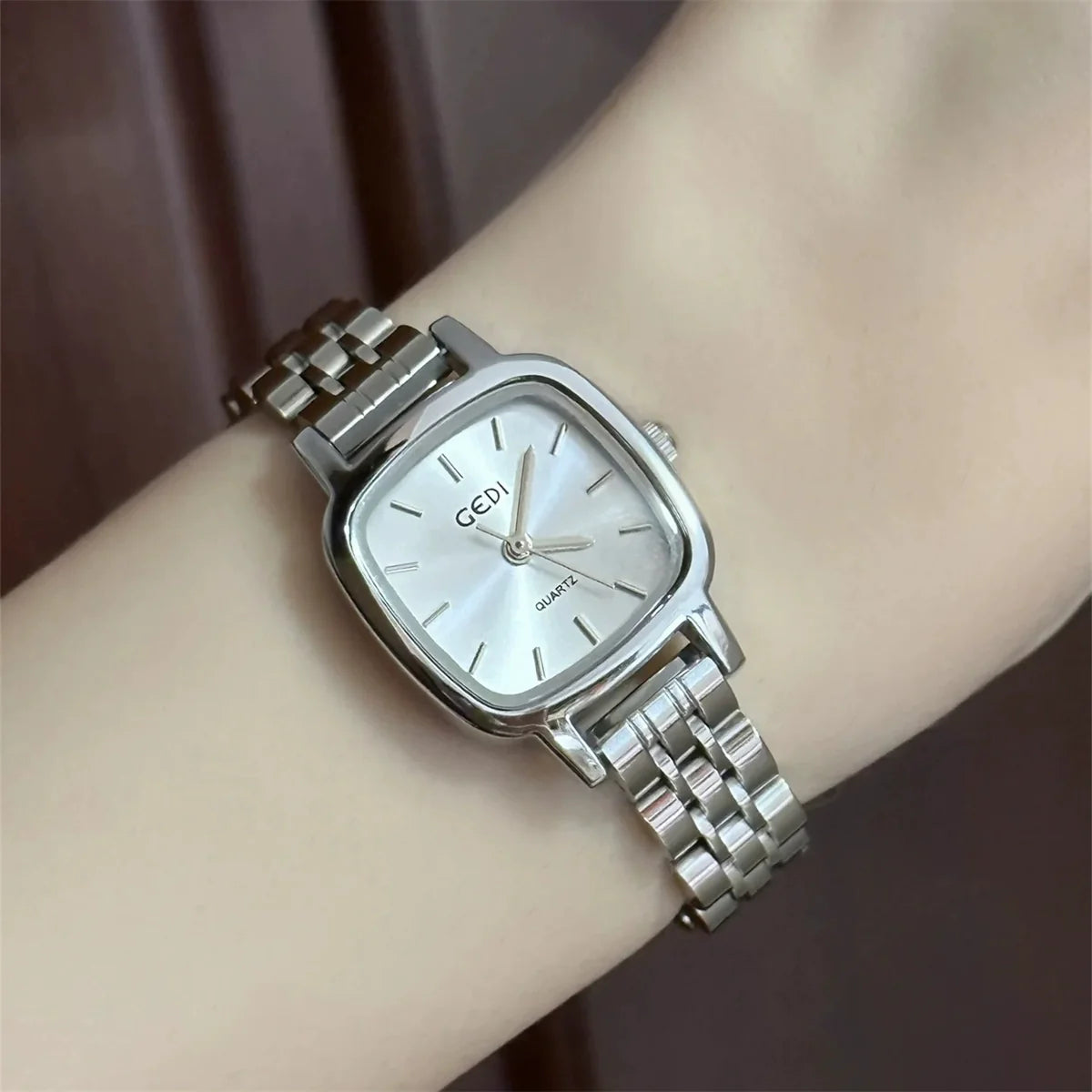 Malena Ceramic Square Watch - Silver White