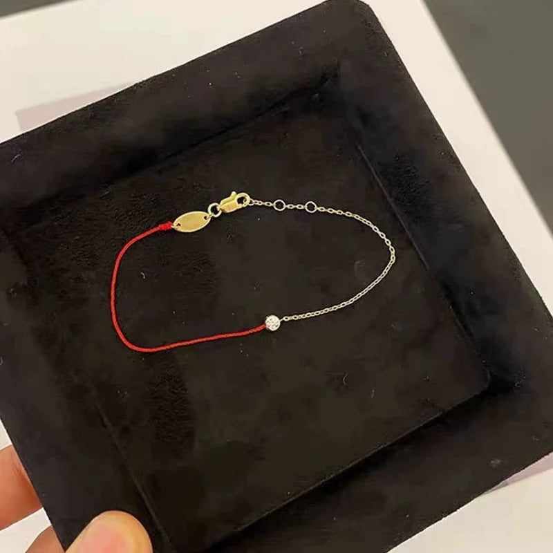 Ivelisse Red String Crescent Bracelet - Gold Red String