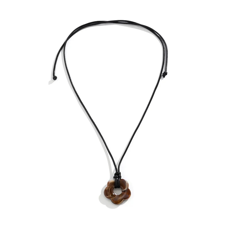 Kristine Bloom Pendant Necklace - Brown