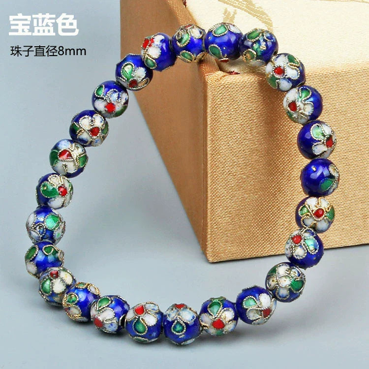 Azuri Enamel Filigree Bracelet - Sapphire Blue 0.8cm (25 beads)