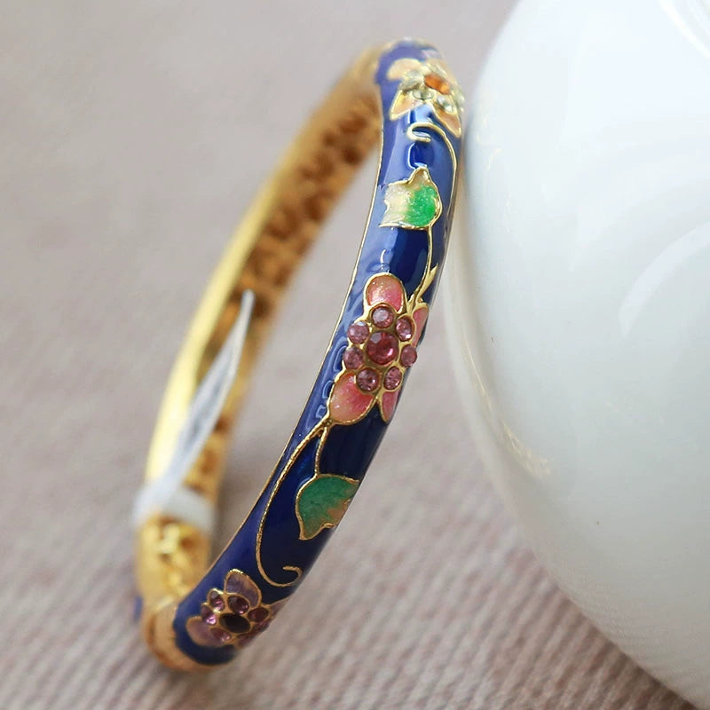 Sofi Flower Enamel Bracelet - Kid's Dark Blue (47mm) [447UT9TP]