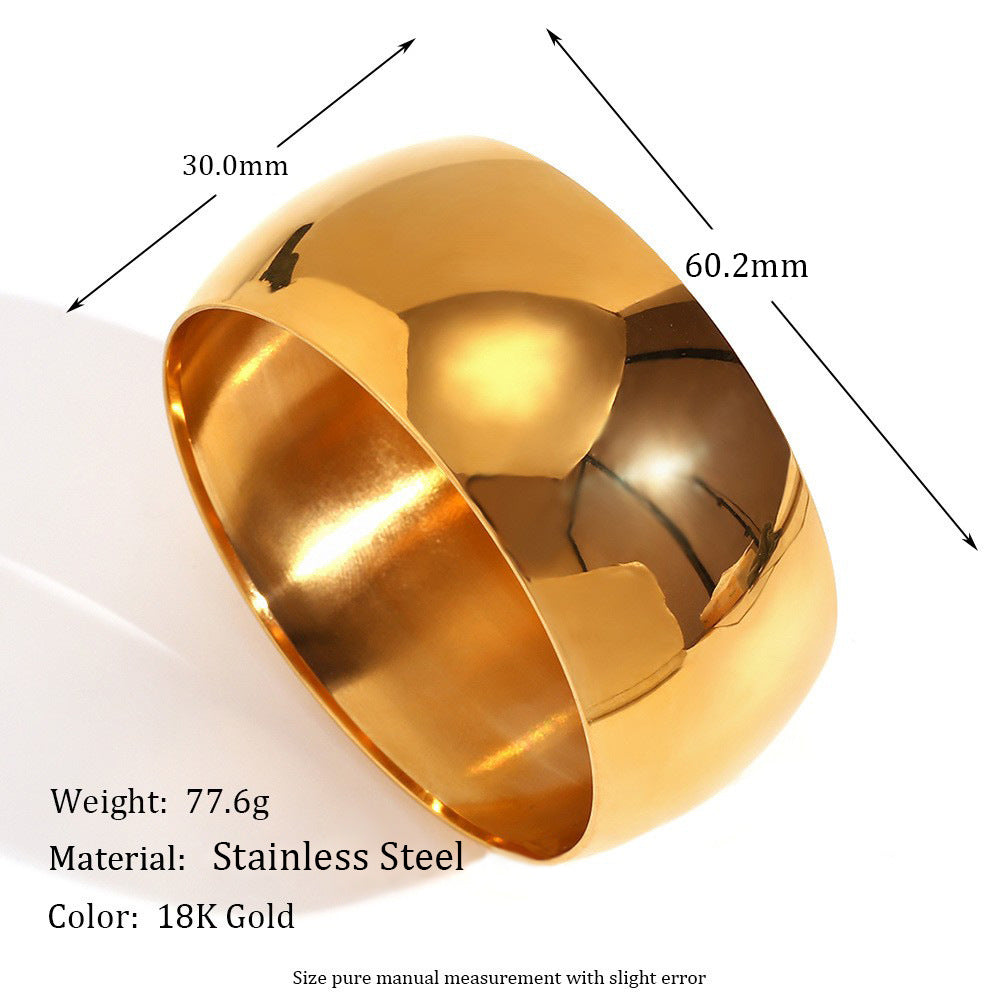 Carissa Polished Cuff Bracelet - 30mm Width, 60mm Inner Diameter - Gold [BR68CIO2]