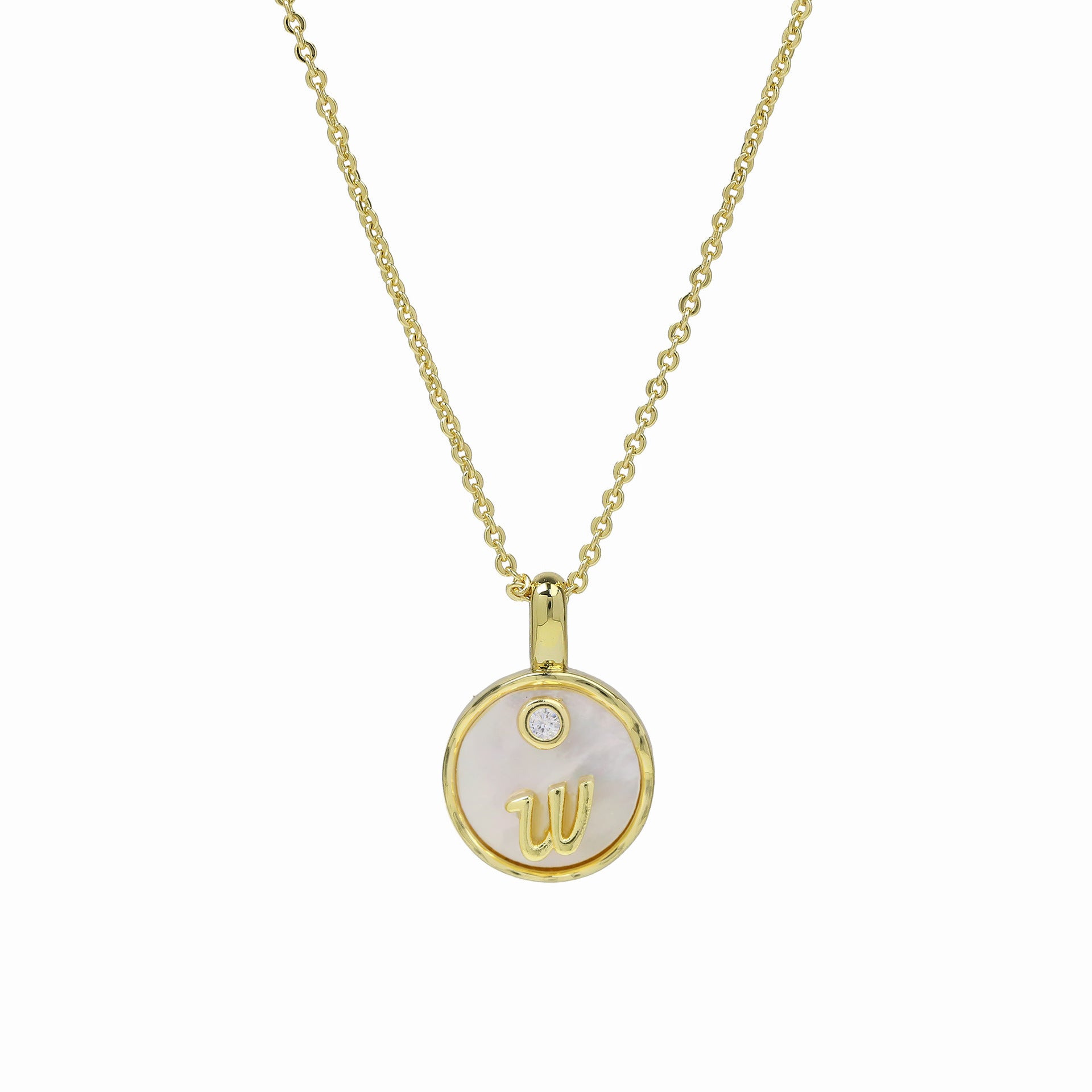 Haset Cursive Initial Pearl Necklace - Initial W [2OQZP63W]