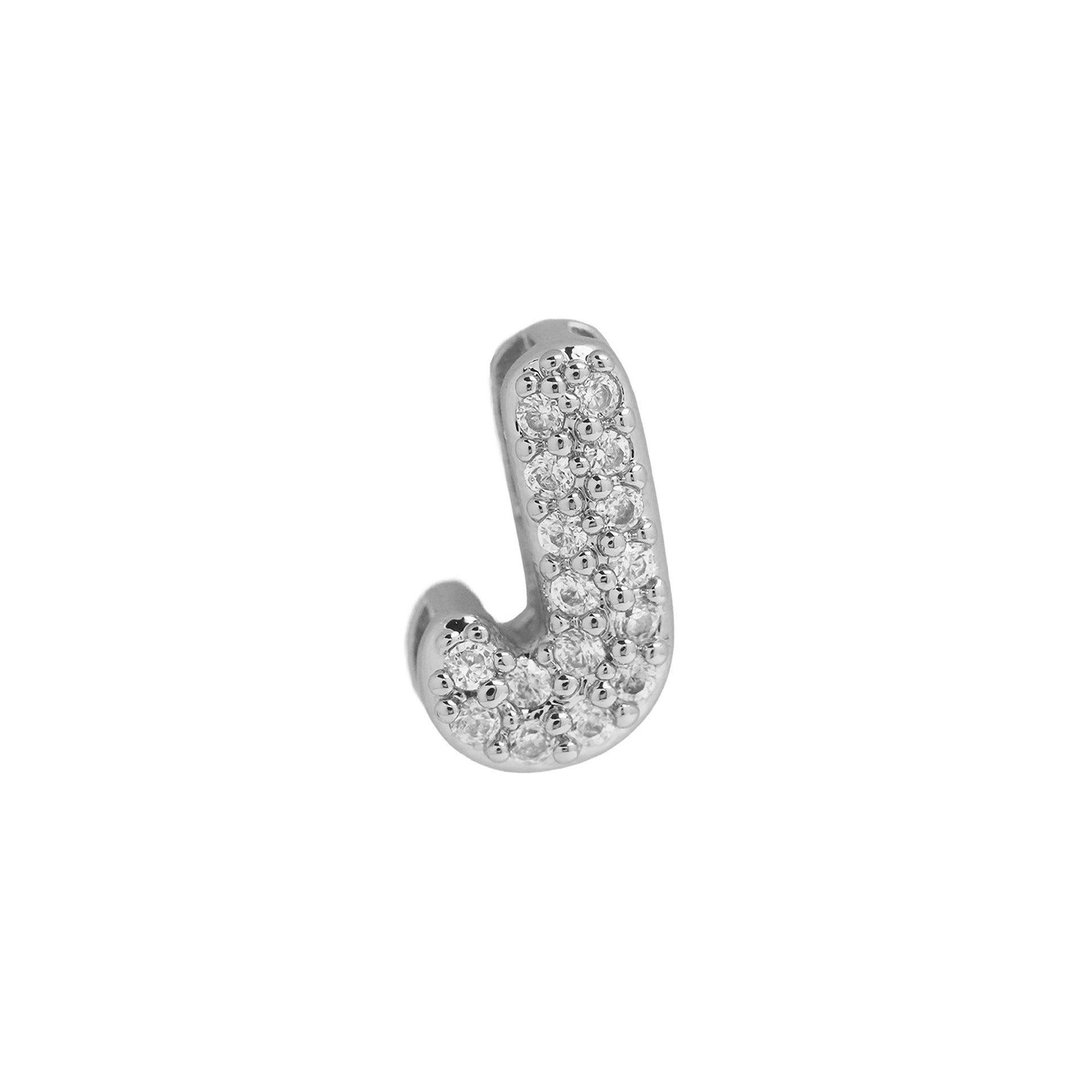 Rosalyn Bubble Letter Necklace - Silver Letter J Pendant [HAMMS8OS]