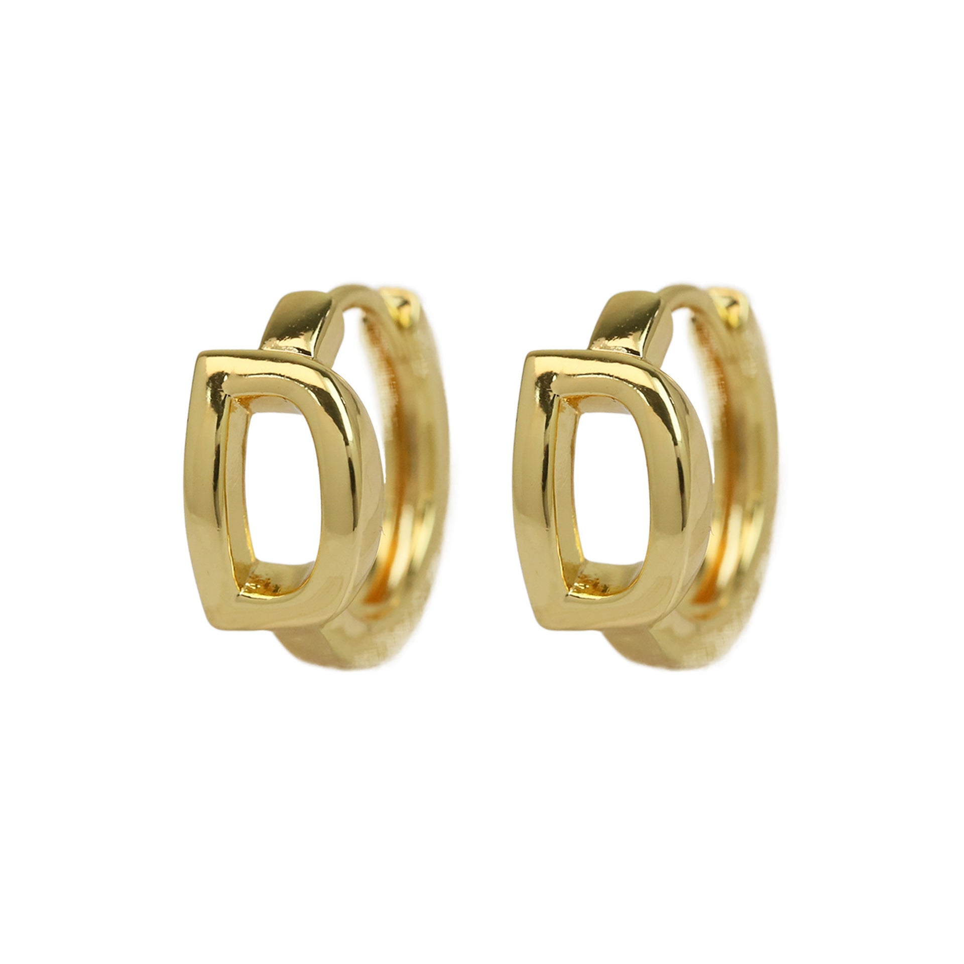 Haylee Gold Letter Stud Earrings - D [3C01A7FH]