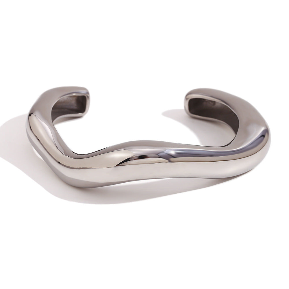 Gionna Liquid Wave Cuff Bracelet - Steel Liquid Wave Cuff [PYWVEHRH]