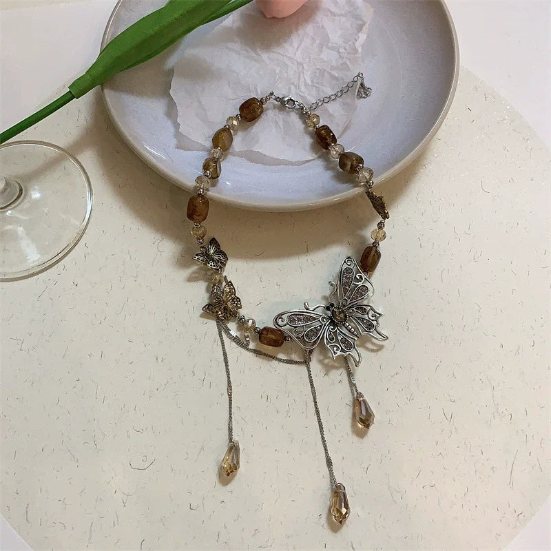 Infinity Y2K Butterfly Layered Necklace - Butterfly Necklace