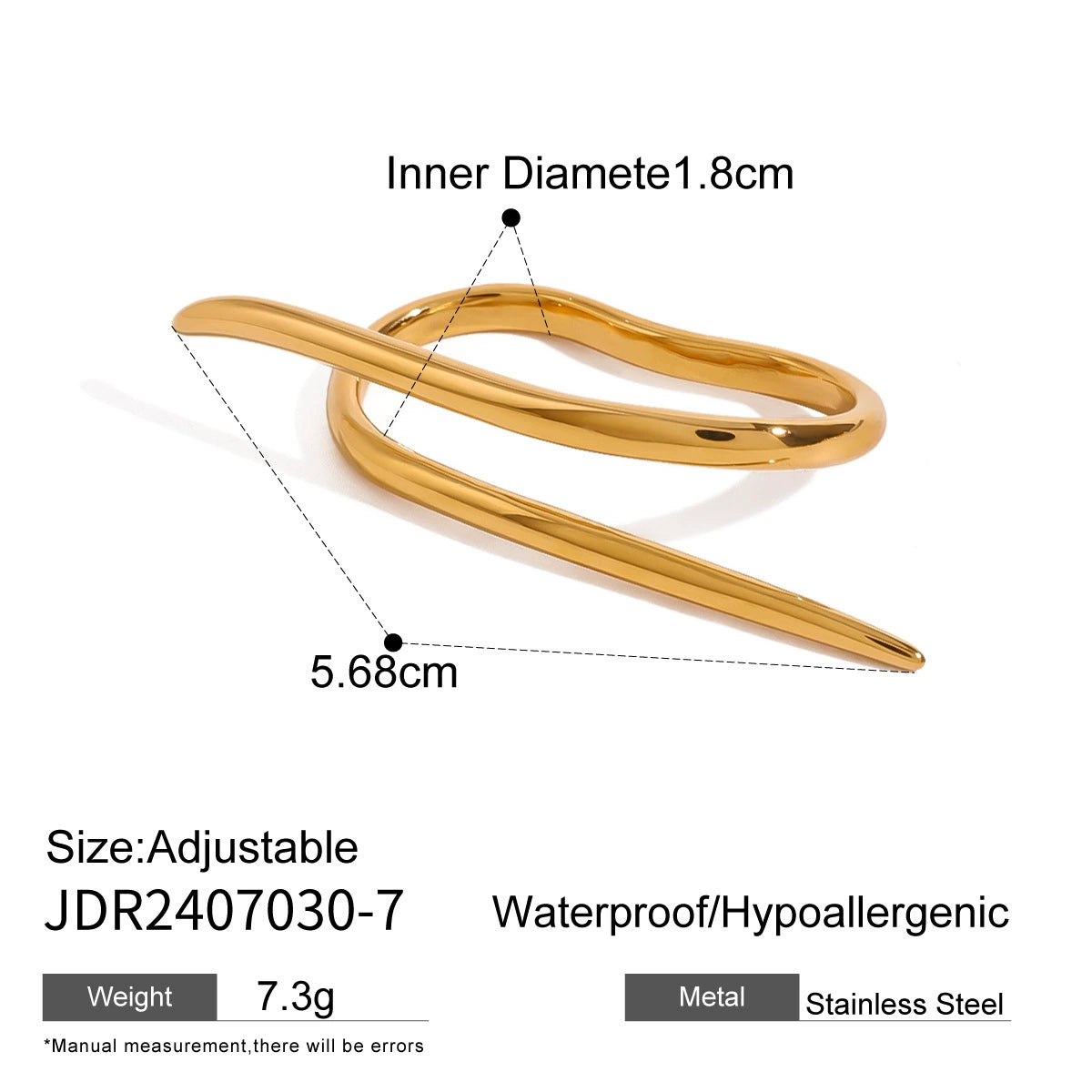 Nayelis Asymmetrical Open Ring - JDR2407030-7 [W6TWJA1M]