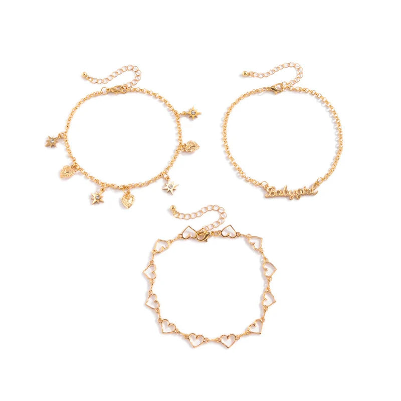 Aryn Delicate Layered Anklet Set - Gold