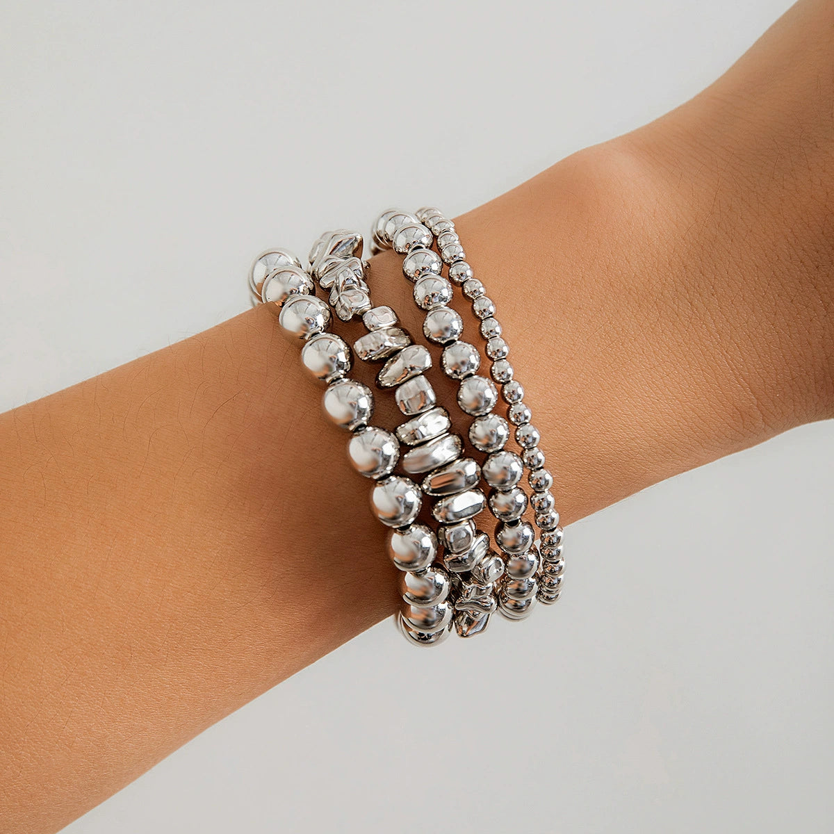 Cattleya Layered Charm Bracelet Set - Silver-tone 4-piece Set (Style 12) [RU5L07O5]