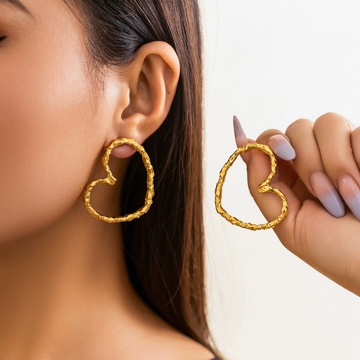 Fraidy Asymmetric Textured Earrings - Style 07 Imitation Gold [ZDCOKY8T]