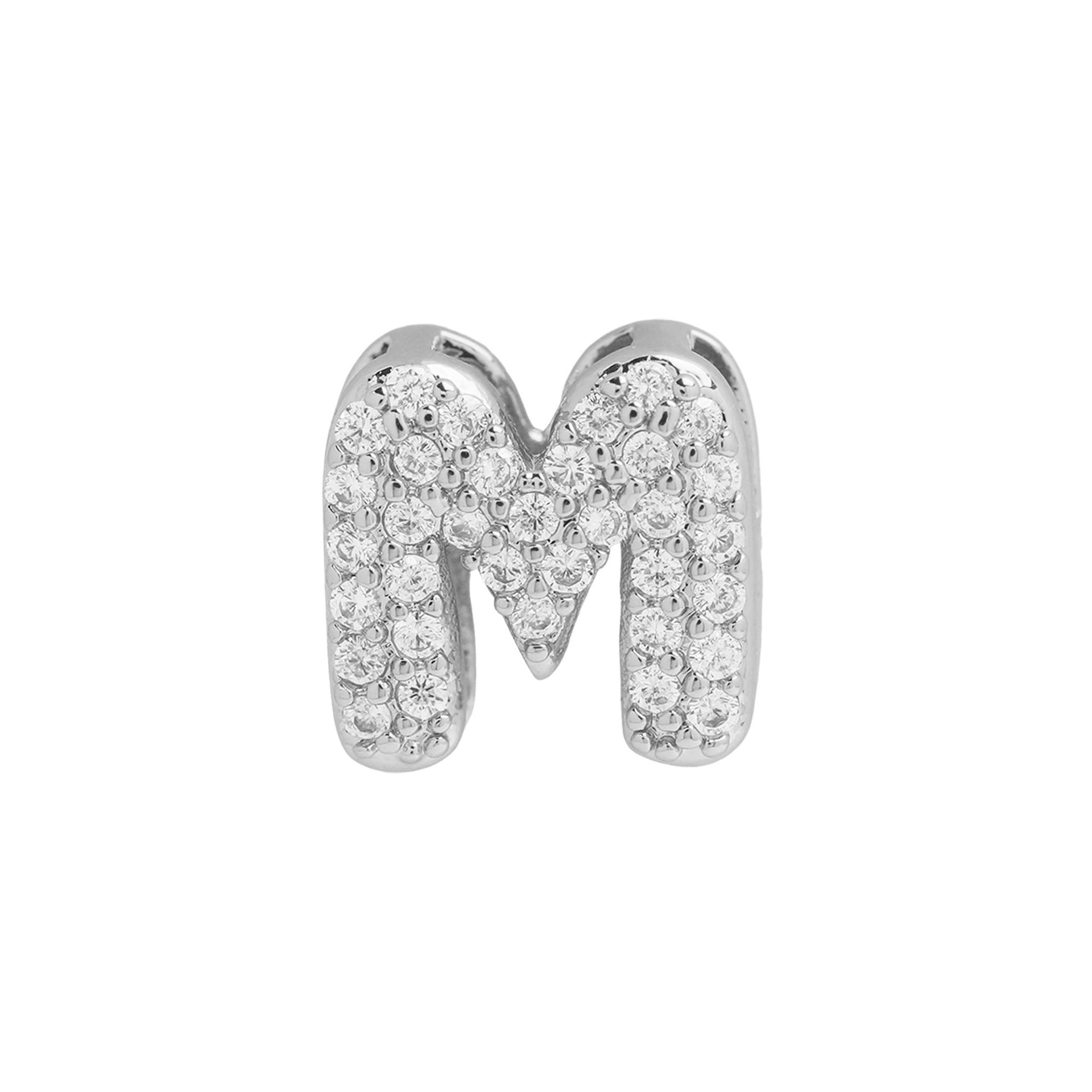 Rosalyn Bubble Letter Necklace - Silver Letter M Pendant [WFF7J0EP]