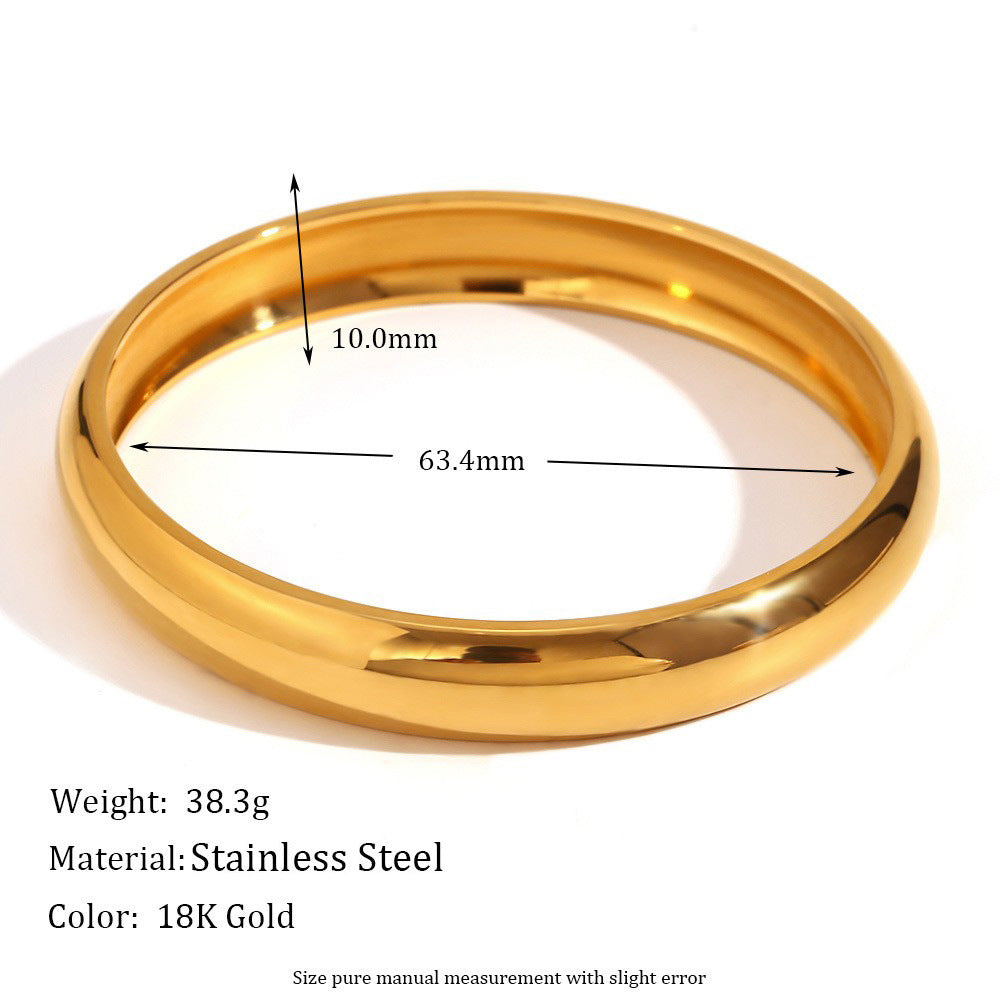 Carissa Polished Cuff Bracelet - 10mm Width, 64mm Inner Diameter - Gold [64UDCVWQ]