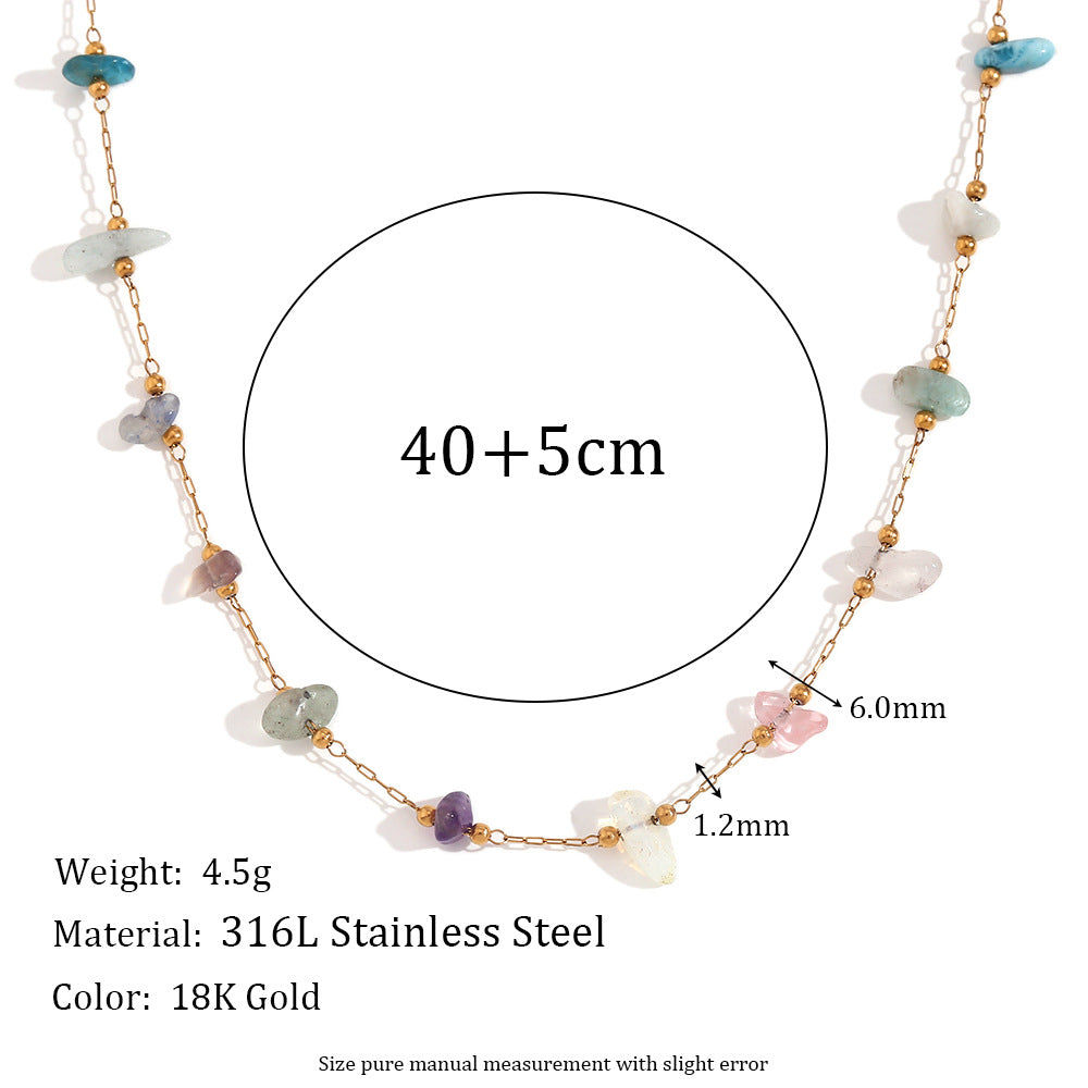 Lesley Dainty Stone Chain - Necklace - Gold - Colorful Stone [P7WHX3ES]