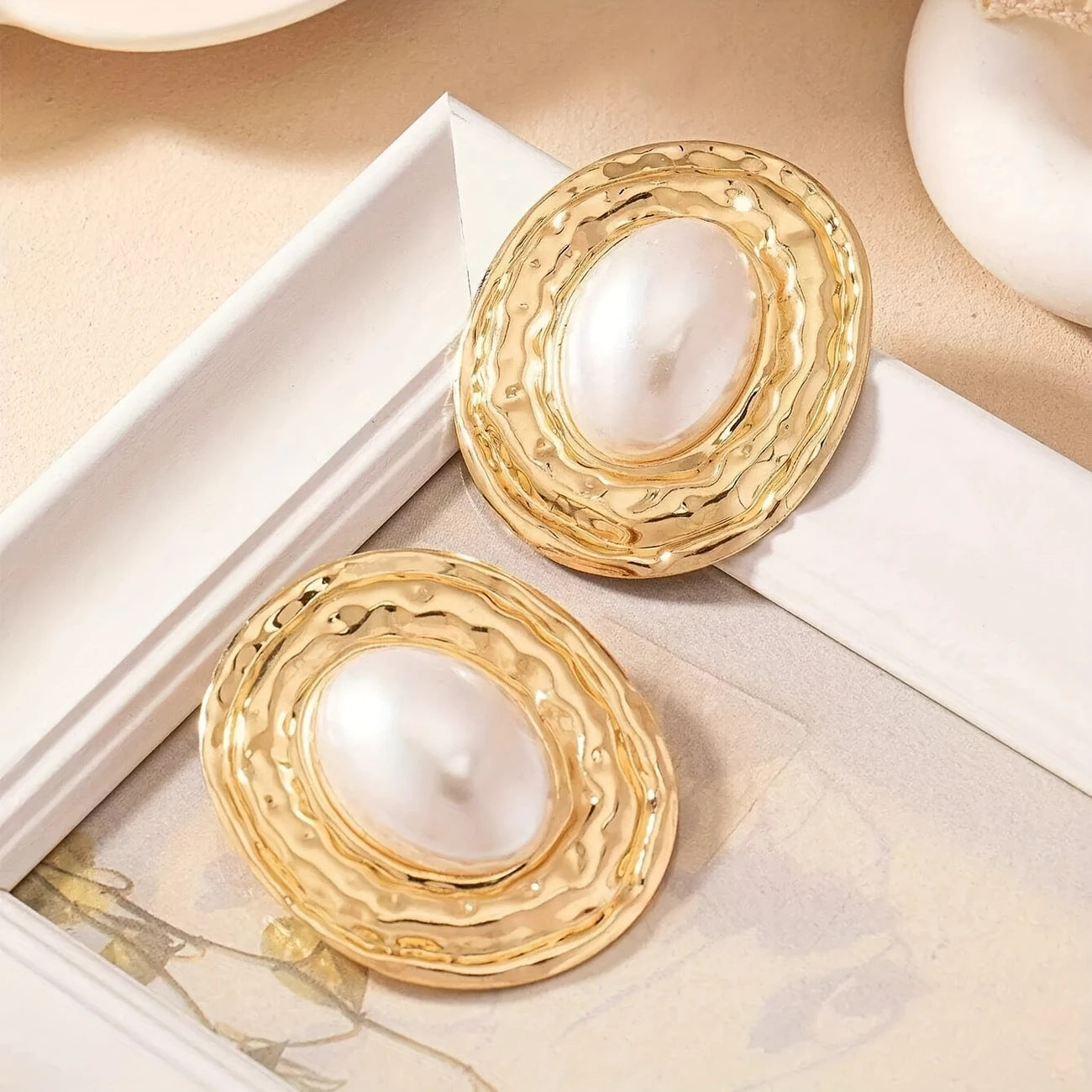 Malayla Retro Pearl Earrings - Gold [28O6Q67F]