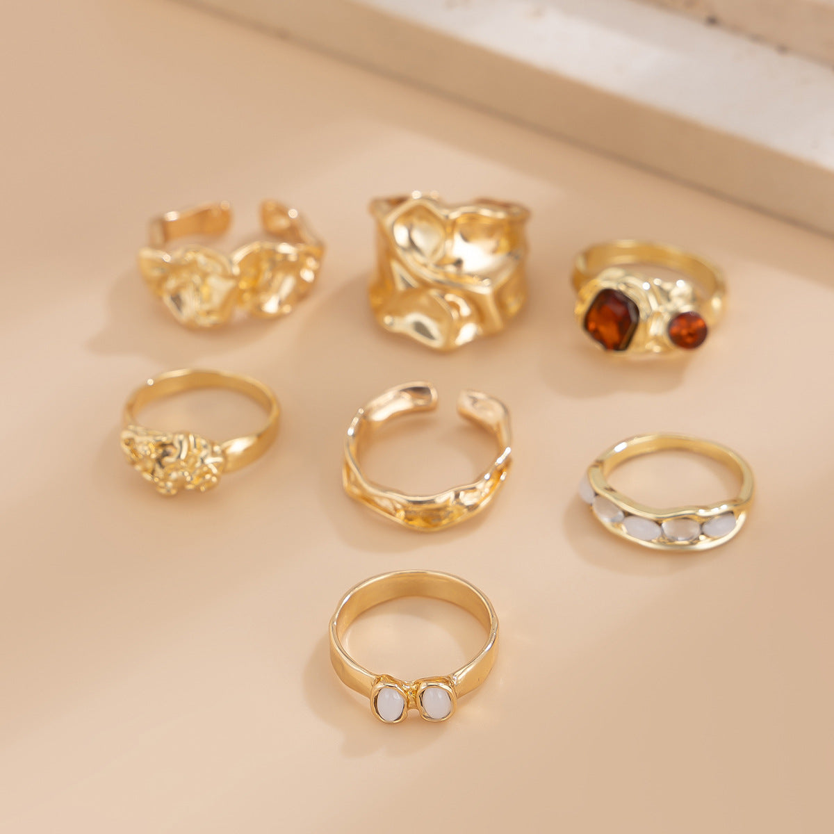 Faye Irregular Pleated Ring Set - Style 1 [XPWLLNX4]
