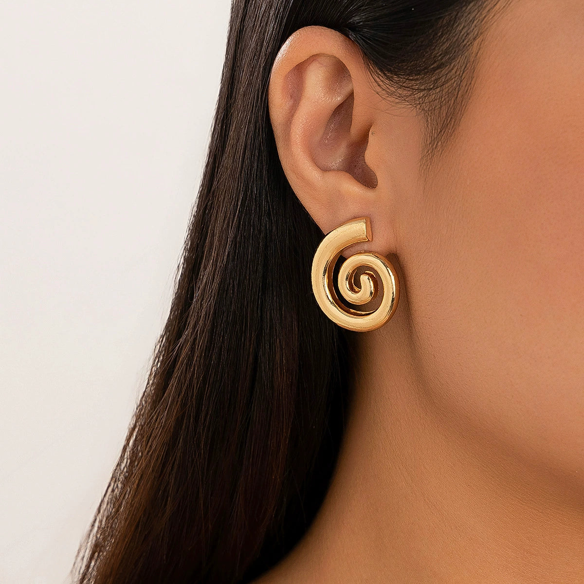 Ann Ocean-Inspired Spiral Earrings - 01 Gold [OHFD8QY4]