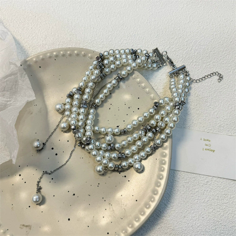 Kaydance Pearl Heart Choker - Multi-layered Pearl Necklace [SZFG5A9O]
