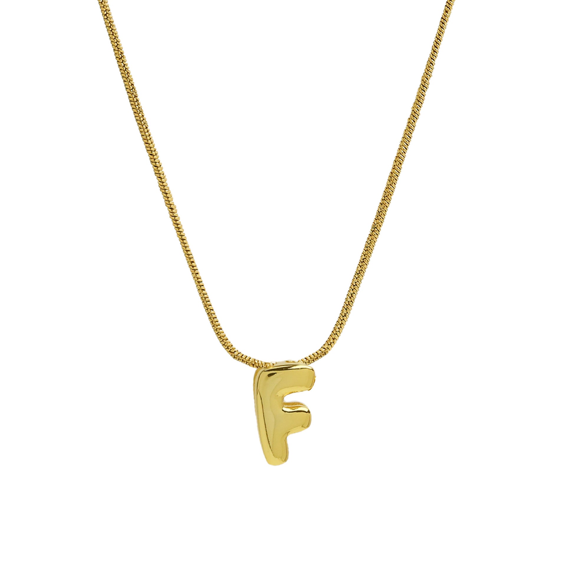 Hallie Initial Snake Chain Necklace - F Letter Necklace [A7KBPHKY]
