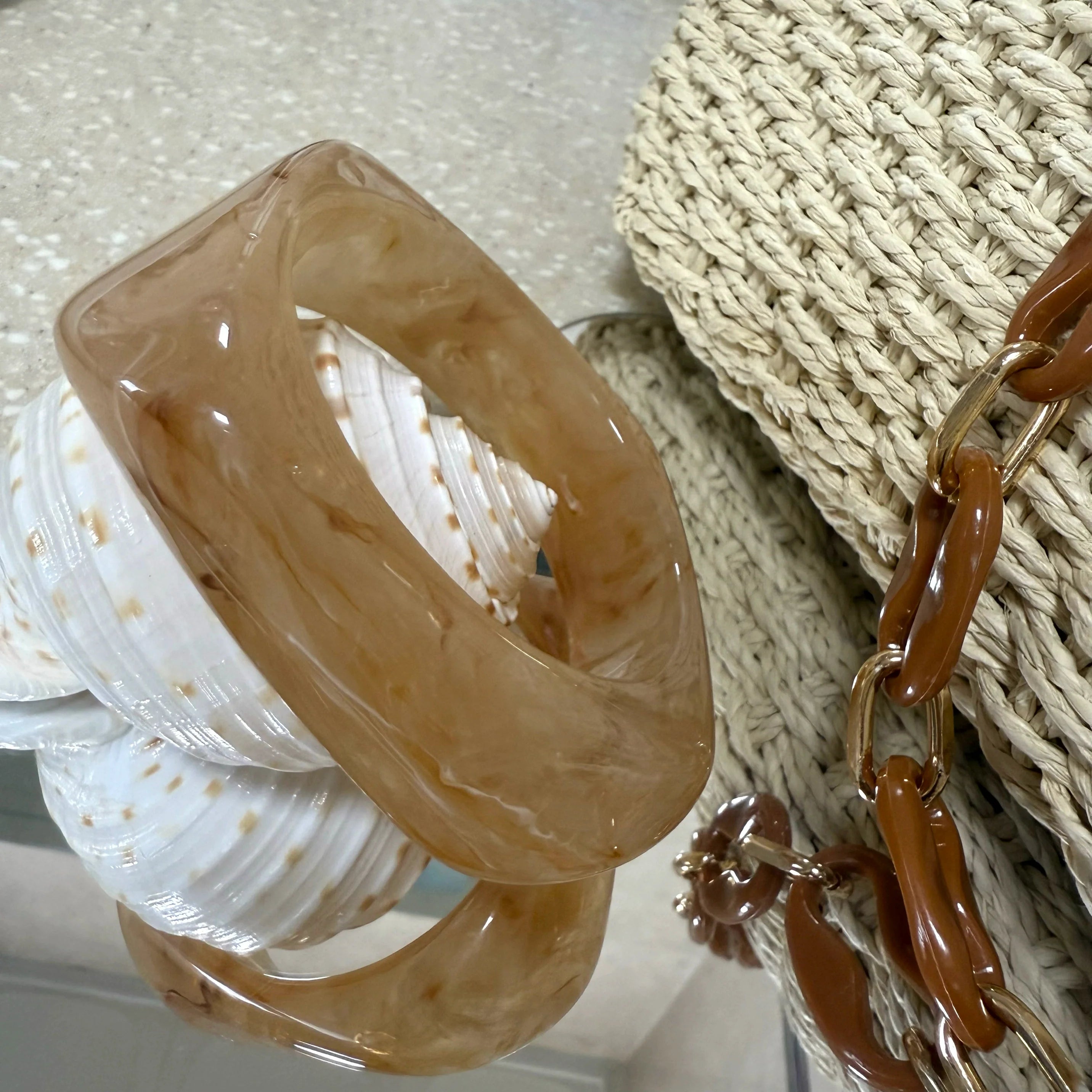 Emalyn Textured Statement Bangle - Khaki Bangle